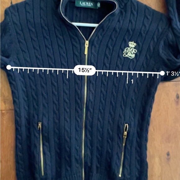 Lauren Ralph Lauren Blue Full Zip Sweater Women’s Size Small - Picture 5 of 8